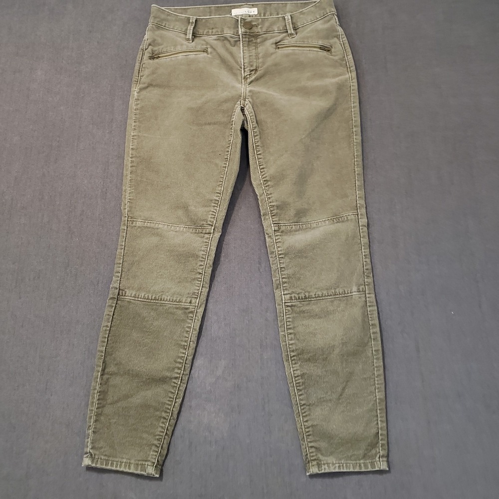 Loft Pants Womens Size 4 Modern Skinny Ankle Corduroy Green